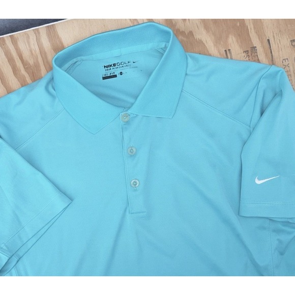Nike Other - Nike Golf Mens Medium Polo Dri Fit Teal Solid Performance Embroidered Logo
